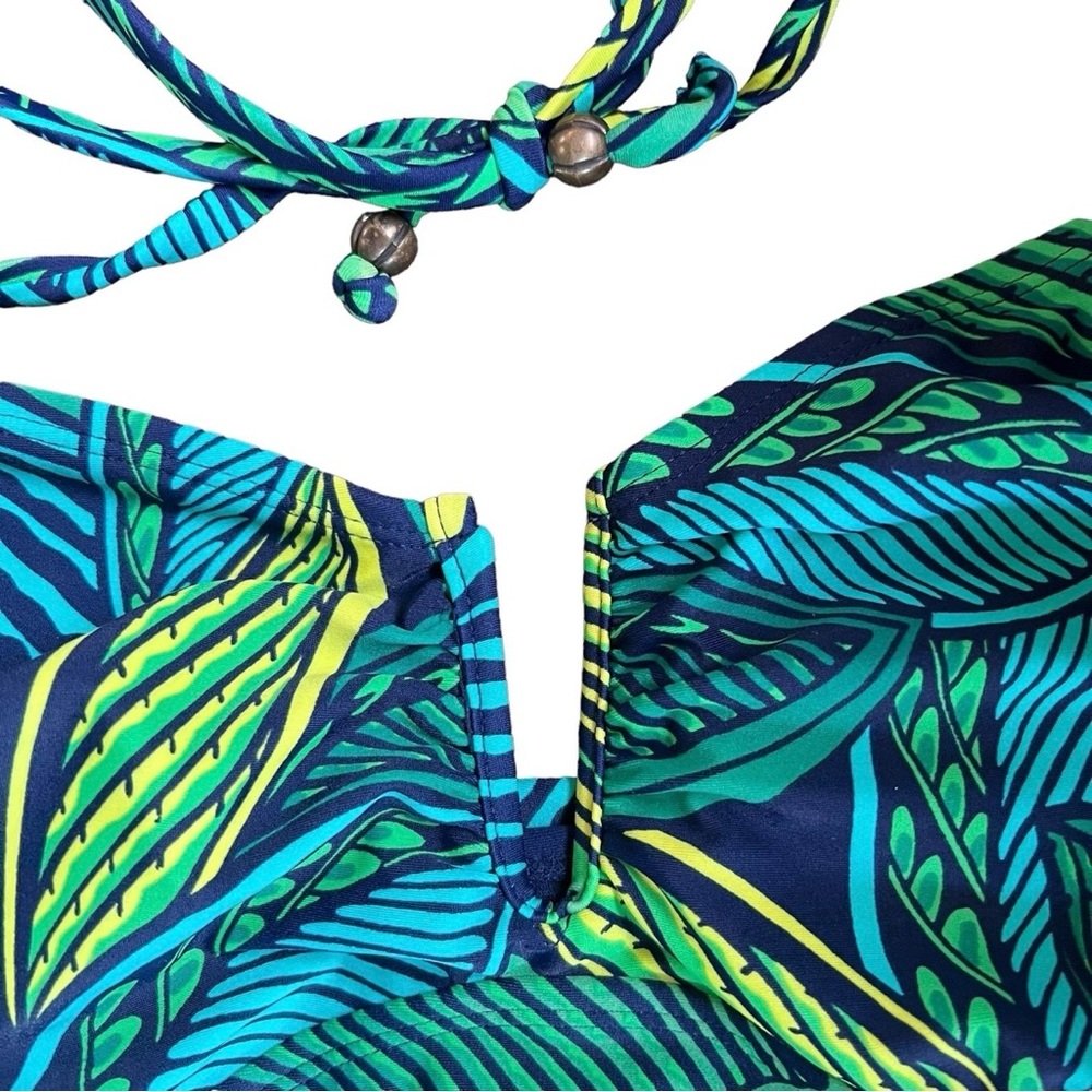 Women’s Tropical Print Halter One Piece Swimsuit Size Medium Beach Summer Lined - Picture 5 of 11